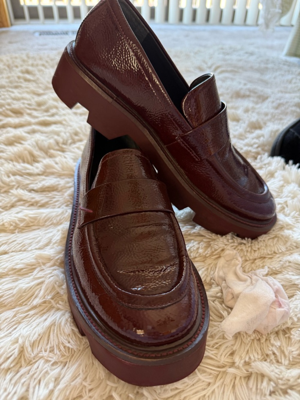 Sarto Women’s Burgundy Patent Leather Loafers - Picture 4 of 5